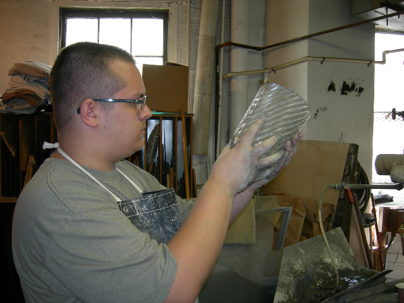 Working on glass product